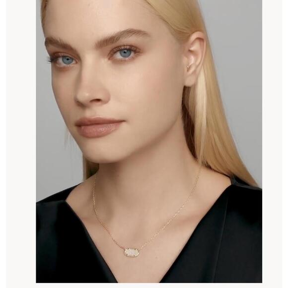 Kendra Scott Elisa Iridescent Drusy Crystal Pendant Necklace 14K GP - Picture 7 of 7